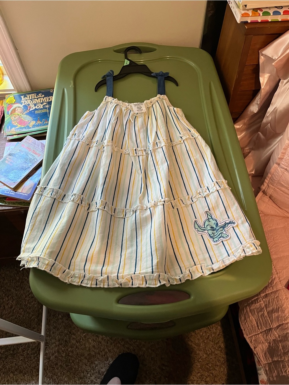 Disney Striped Ruffle Sundress with Bunny Patch - Blue, Yellow & White